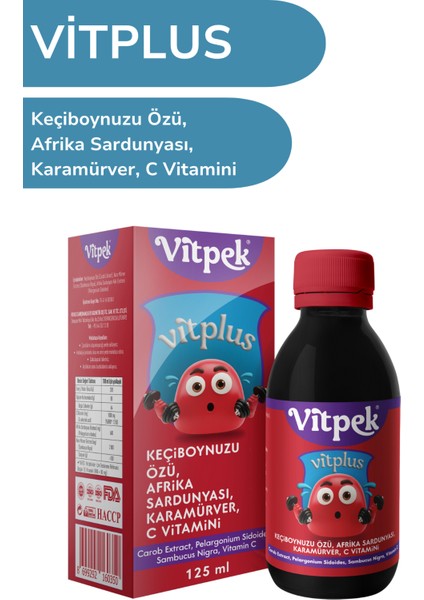 Vitplus Afrika Sardunyası Kök Ekstresi, Karamürver Ekstresi, C Vitamini