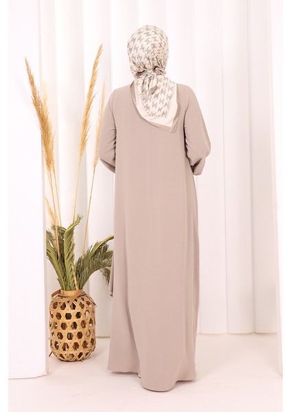 Boydan Düğmeli Elbise 6045 Vizon modelleri