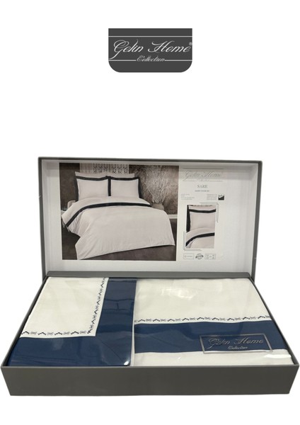 Sare Lacivert Jakarli Saten Cift Kişilik Nevresim Takımı modelleri