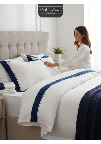 Sare Lacivert Jakarli Saten Cift Kişilik Nevresim Takımı fırsatları