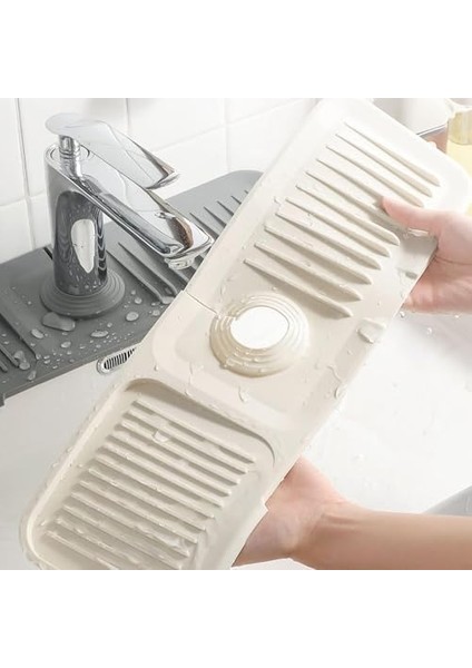 Musluk Matı, Eviye Matı,elastik Musluk Matı Su Tutucu Düzenleyici Kaydırmaz Taban Organizer Mutfak Lavabo,musluk Matı Silikon (Beyaz) fiyatları