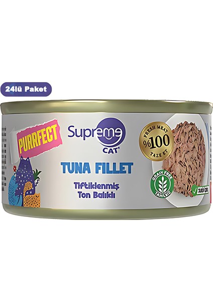 Tiftiklenmiş Ton Balıklı Yetişkin Konserve Kedi Maması 70GR 24LÜ