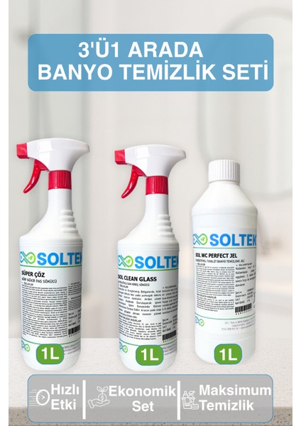 3'ü1 Arada Etkili ve Güçlü Banyo Temizlik Seti (3'lü Set)