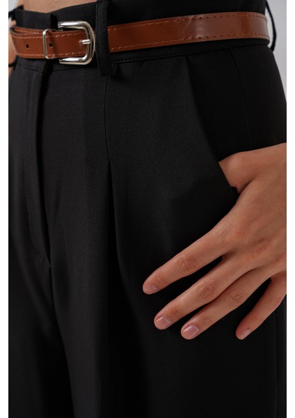 Kadın Yüksek Bel Palazzo Pantolon 30051 - Siyah indirimleri