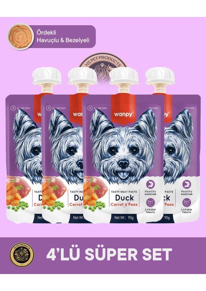 Ördek Etli ve Havuçlu Köpek Et Ezmesi 4'lü – 90 G × 4 Paket