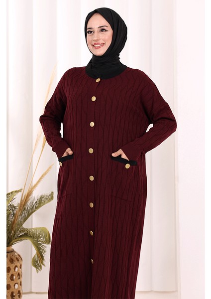 Desenli Triko Hırka 18207 Mürdüm indirimleri