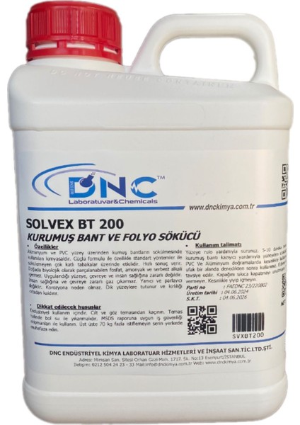 Kurumuş Bant Etiket ve Folyo Sökücü Solvex Bt 200-6KG