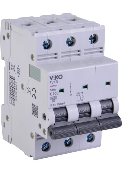 6VTB-3C100 Otomatik Sigorta 6ka C Tipi 3 Kutup 100A