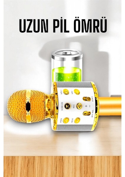 Kablosuz Bluetooth Karaoke Mikrofon USB ve Aux Girişli, Yüksek Ses Kalitesi fırsatları