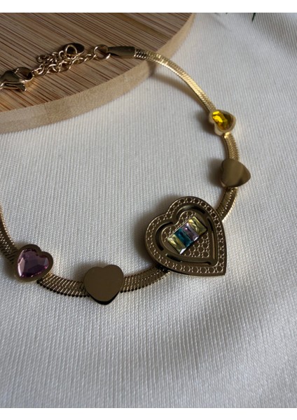 Kalpli Renkli Taşlı Italyan Zincir Bileklik fiyatları