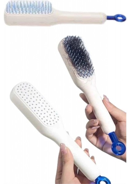 Kendi Kendini Temizleyen Otomatik Tuşlu Saç Tarağı Dolaşık Açıcı Masaj Fırçası Silikon Fırça indirimleri