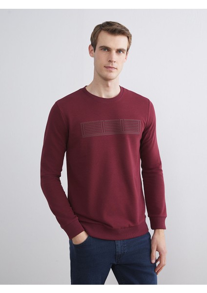 Yeni Sezon Bisiklet Yaka Uzun Kollu Baskılı Erkek Sweatshirt