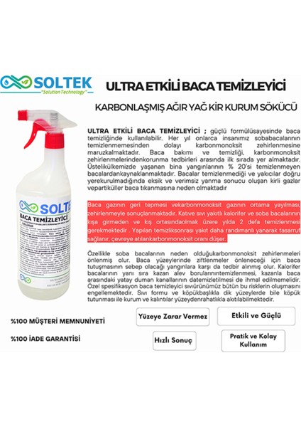 Ultra Etkili Baca Temizleyici - Karbonlaşmış Ağır Yağ Kir Kurum Sökücü 1l fiyatları