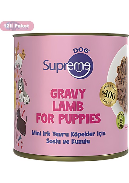 Soslu ve Kuzulu Küçük Irk Yavru Köpek Konserve Maması 200GR 12LI