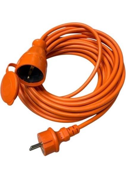 Metre Seyyar Uzatma Kablosu – 3x1.5mm² Kablo, IP44 Koruma, Turuncu Renk, Fransız Tipi Fiş, 250V/16A, Dış Mekan Uyumlu