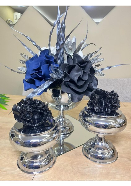 Gümüş Ayaklı 3 Parça Eva Aranjman Seti-Hediyelik fiyatları