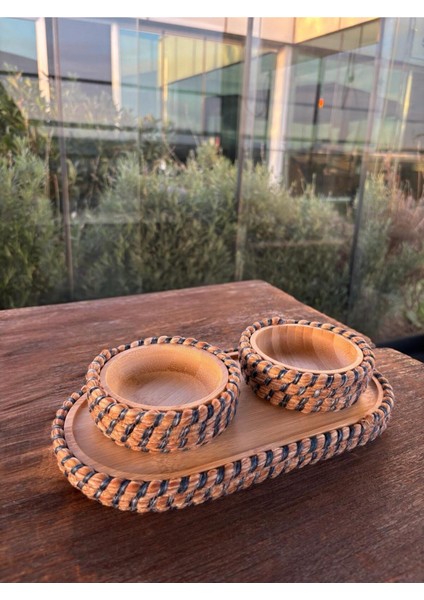 Hasır Görünümlü 3’lü Bambudan Sunum Seti – Doğal ve Şık Sofra Takımı indirimleri