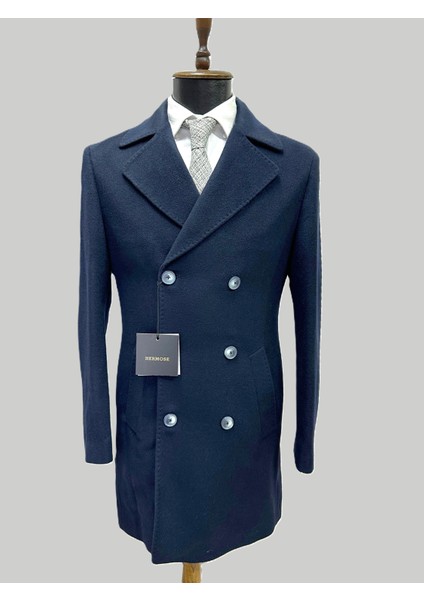 Lacivert Kruvaze Erkek Kaban