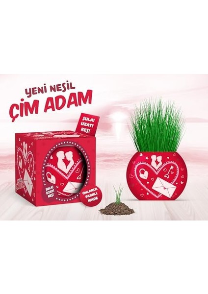Aşk Temalı 6'lı Çim Adam Bitki Yetiştirme Seti – Romantik ve Hediye modelleri
