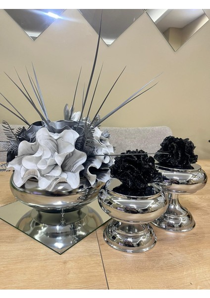 Gümüş Eva Aranjman&şekerlik 3 Parça Set(AYNA DAHİL DEĞİLDİR.)