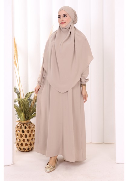 Sufleli Elbise Takım 6044 Vizon