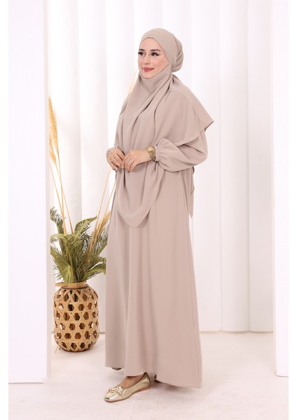 Sufleli Elbise Takım 6044 Vizon modelleri