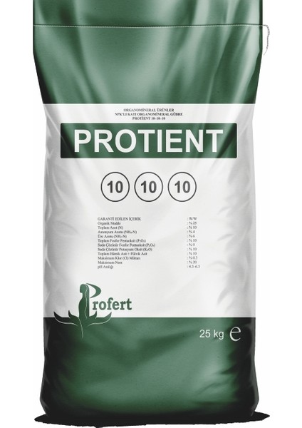Protient 10-10-10 +10 So₃ Organomineral Granül Gübre (25 Kg) – Dengeli Npk + Sülfür Içeriği ile Yüksek Verim ve Toprak Canlılığı