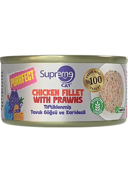 Tiftiklenmiş Tavuk Göğüsü ve Karidesli Yetişkin Konserve Kedi Maması 70GR