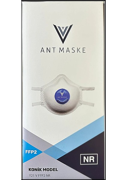 Ant Beyaz Ventilli Ffp2 Nr Toz Iş Güvenlik Sanayi Boya Konik Maske - 25 Adet