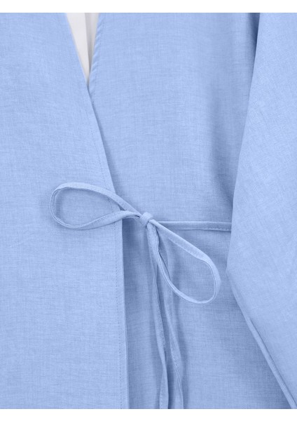 Önden Bağlamalı Pantolonlu Kimono Takım -Bebe Mavi fiyatları