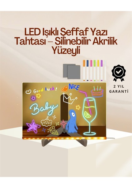 Çocuklar Için Renkli LED Mesaj Tahtası – Neon Kalemli Eğlenceli ve Yaratıcı - ?79?69E7-4G9