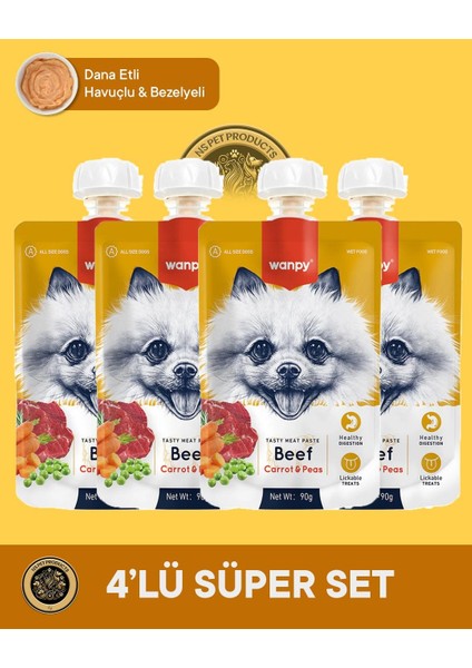 Etli ve Havuçlu Köpek Et Ezmesi 4'lü – 90 G × 4 Paket modelleri