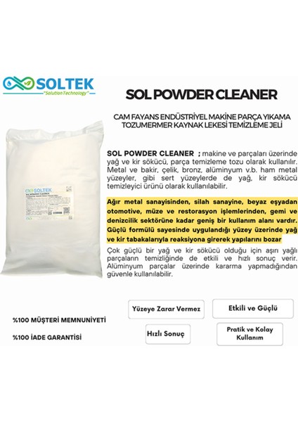 Endüstriyel Makine Parça Yıkama Tozu - Sol Powder Cleaner 25 kg fiyatları