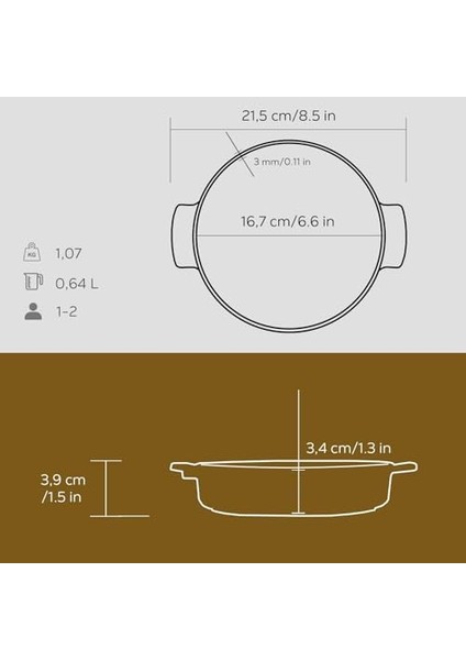 Döküm Güveç Kabı, 17 cm modelleri