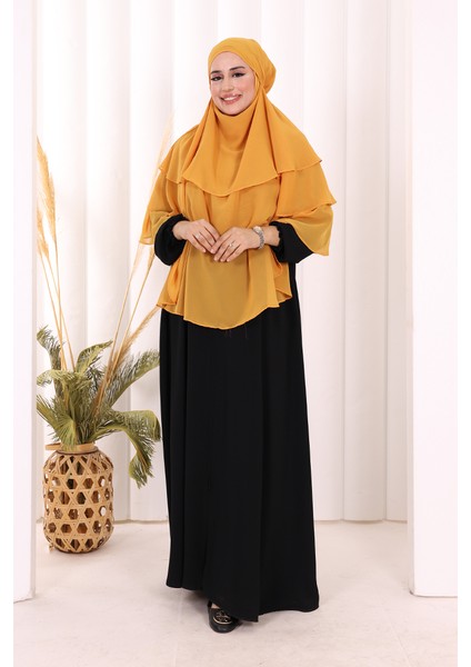 Peçeli 3 Katlı Şifon Sufle Şal 6012 Hardal fiyatları