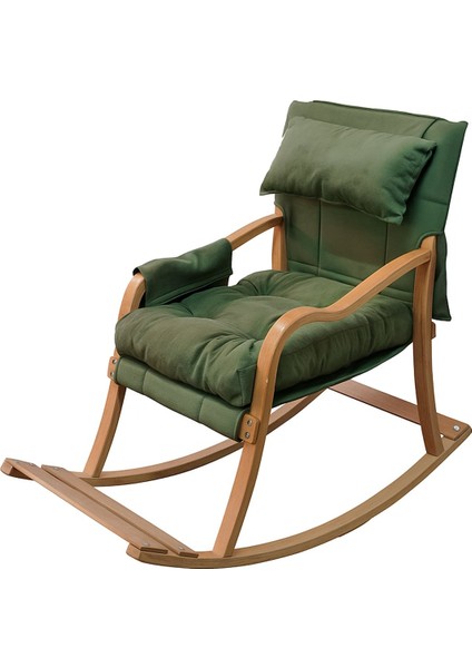 Paşa Ahşap Sallanan Sandalye Fermuarlı Kılıf, Boyun Yastıklı Dinlenme Koltuğu Yeşil indirimleri