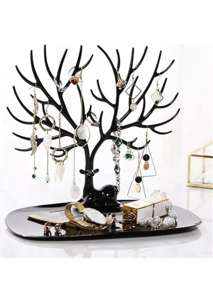 Geyik Tasarımlı Takı, Yüzük, Küpe, Kolye Askılığı, Şık Mücevher Organizer, Estetik ve Dayanıklı Tasarım (Siyah) modelleri