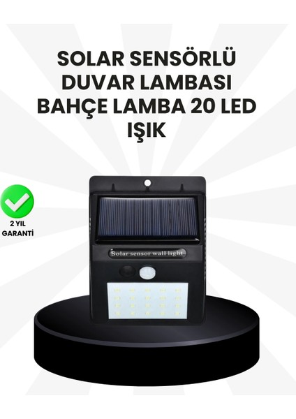 Su Geçirmez IP65 20 LED Solar Sensörlü Bahçe ve Veranda Aydınlatma