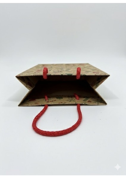 Yılbaşı Desenli Kraft Karton Çanta SETI-12LI, Parti, Noel, Hediye Çantası, Kırmızı Ipli, 12X17 cm indirimleri