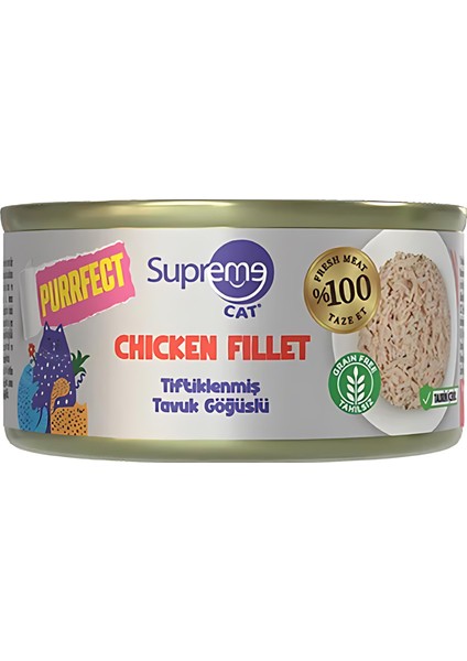 Tiftiklenmiş Tavuk Göğüslü Yetişkin Konserve Kedi Maması 70GR