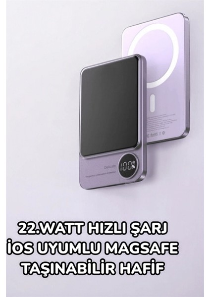 Ios Uyumlu 22.5W Hızlı Şarj Magsafe Powerbank Dijital Göstergeli 10.000 Mah modelleri