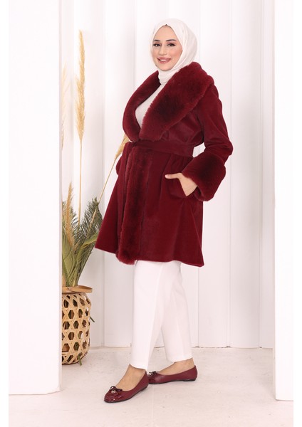 Kürklü Kaban 70062 Bordo modelleri