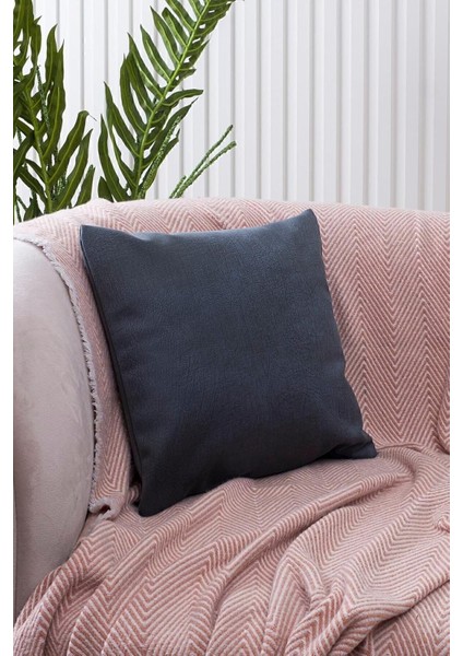 Süet Dokulu Mermer Damar Desenli Petrol Rengi Kırlent Kılıfı