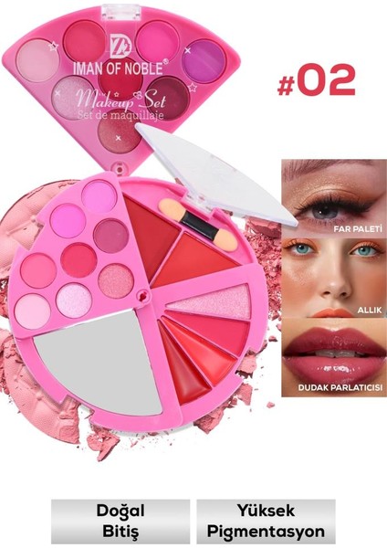 3'lü Katlanabilir Far, Allık ve Ruj Paleti No:2