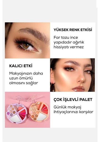 3'lü Katlanabilir Far, Allık ve Ruj Paleti No:2 modelleri