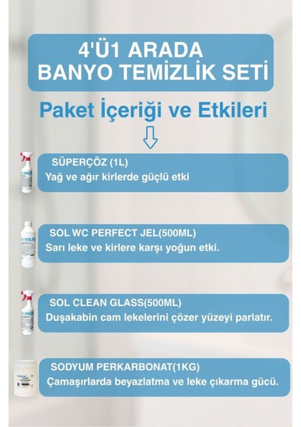 4'ü1 Arada Etkili ve Güçlü Banyo Temizlik Seti (4'lü Set) fiyatları