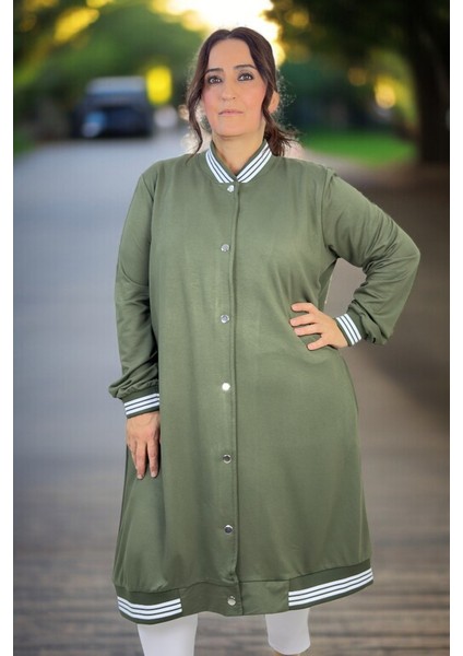 Çıt Çıt Kapama Kristal Viskon Kumaş Cepli Ribanalı Büyük Beden Uzun Kap Ceket indirimleri