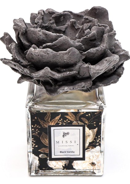 220 ml Gri Çiçekli Seramik Taşlı Black Vanilya Oda Kokusu fiyatları