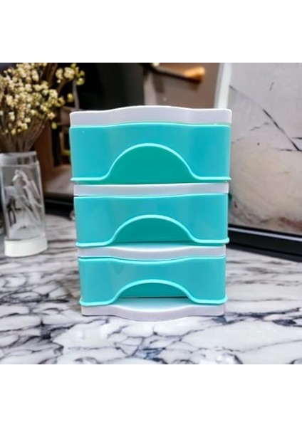 Çekmeceli Masa Üstü Çekmece Sert Plastik/organizer Fosforlu Seri - Mavi Renk fiyatları