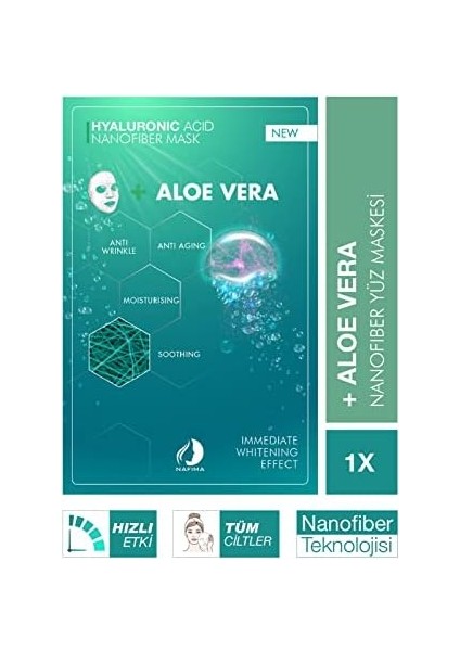 Nafima - Hyalüronik Asit + Aloe Vera Nanofiber Kozmetik Yüz Maskesi